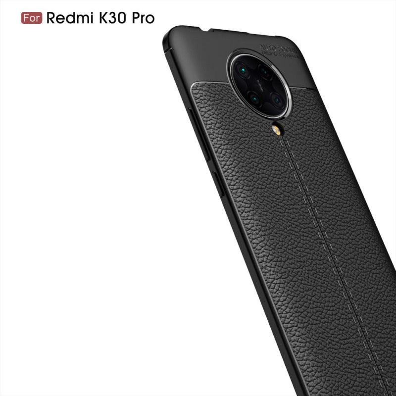 Etui Xiaomi Poco F2 Pro Czerwony Czarny Efekt Skóry Z Podwójną Linią Liczi Etui Ochronne