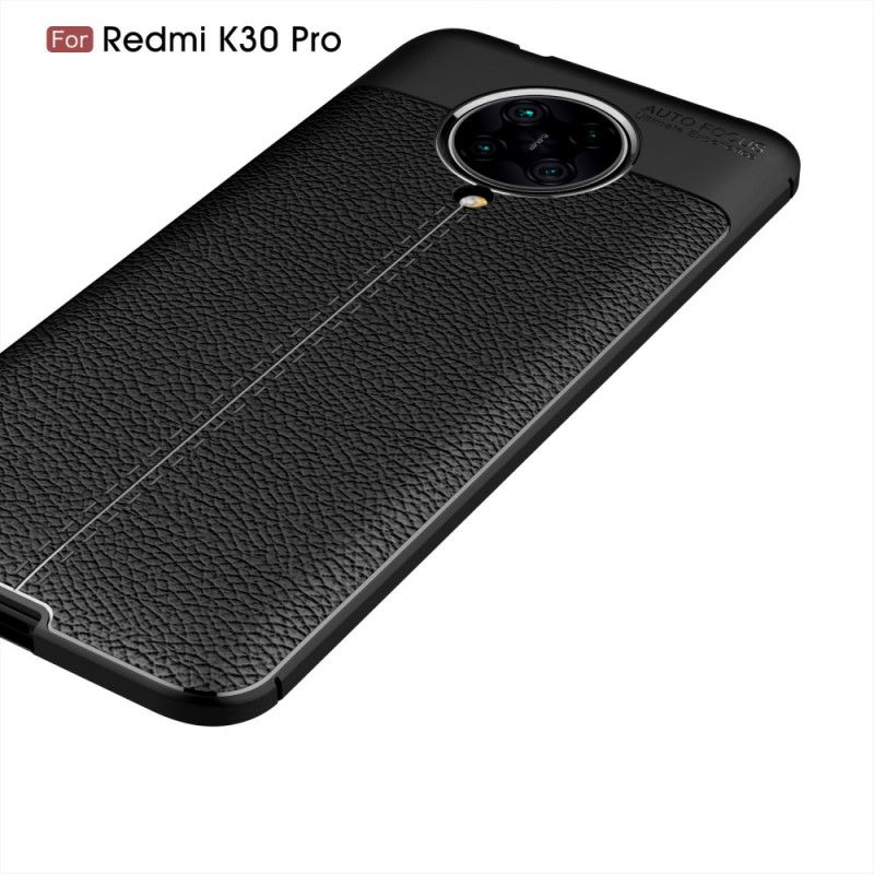 Etui Xiaomi Poco F2 Pro Czerwony Czarny Efekt Skóry Z Podwójną Linią Liczi Etui Ochronne