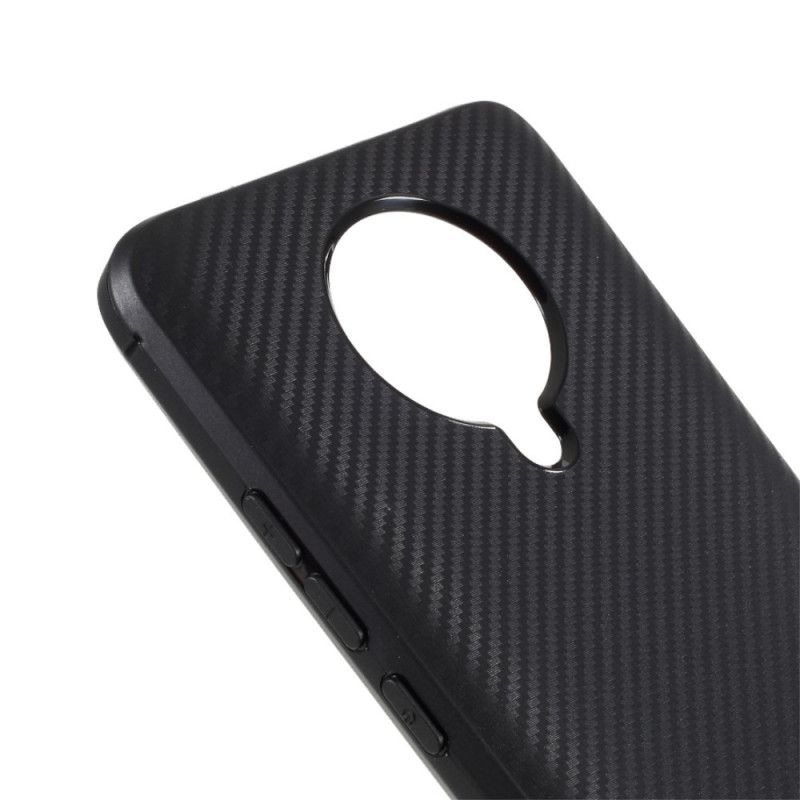 Etui Xiaomi Poco F2 Pro Czerwony Czarny Pojedyncze Elastyczne Włókno Węglowe Etui Ochronne