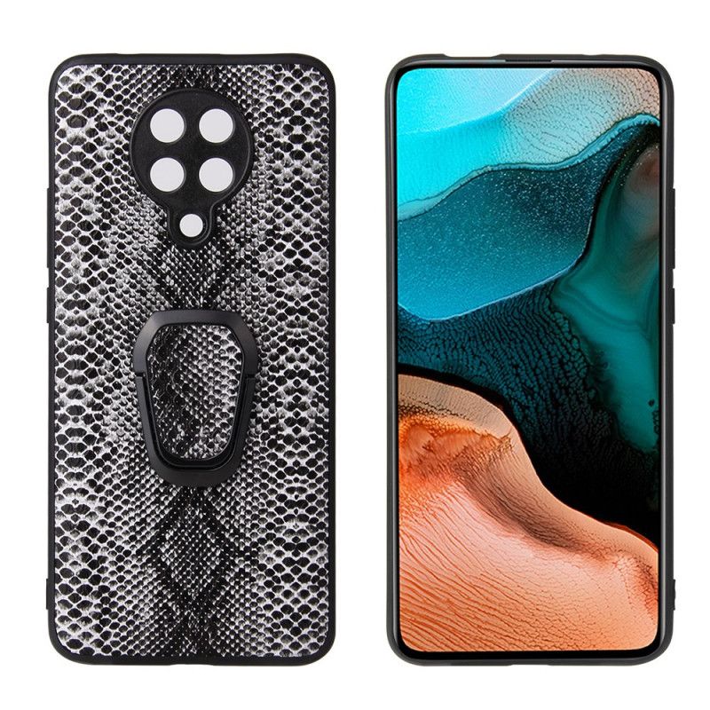 Etui Xiaomi Poco F2 Pro Efekt Skóry Węża Na Spodzie Pierścienia Etui Ochronne