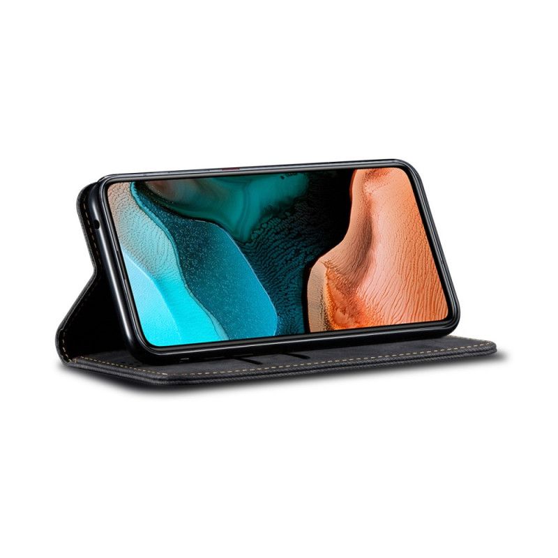 Flip Kotelot Xiaomi Poco F2 Pro Ciemnoniebieski Czarny Tkanina Dżinsowa