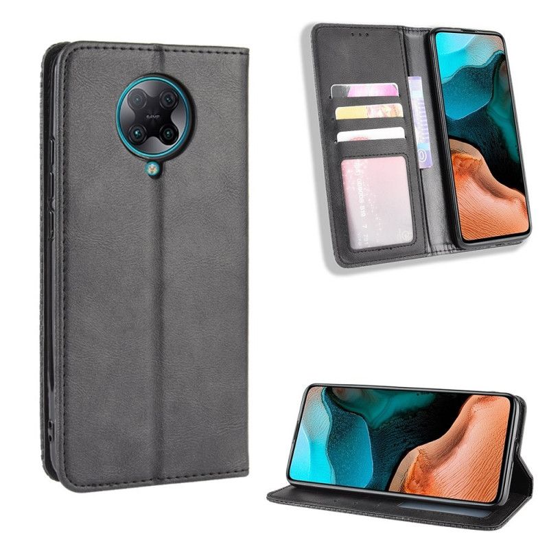 Flip Kotelot Xiaomi Poco F2 Pro Czerwony Czarny Stylizowany Efekt Skóry W Stylu Vintage Etui Ochronne