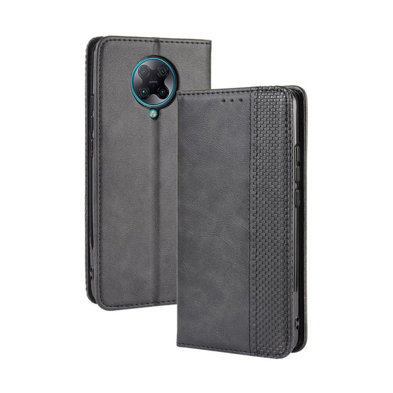 Flip Kotelot Xiaomi Poco F2 Pro Czerwony Czarny Stylizowany Efekt Skóry W Stylu Vintage Etui Ochronne