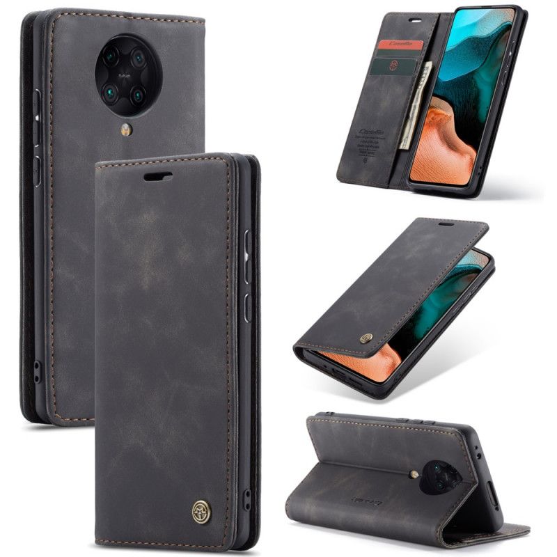 Flip Kotelot Xiaomi Poco F2 Pro Turkusowy Czarny Etui Z Imitacji Skóry Etui Ochronne