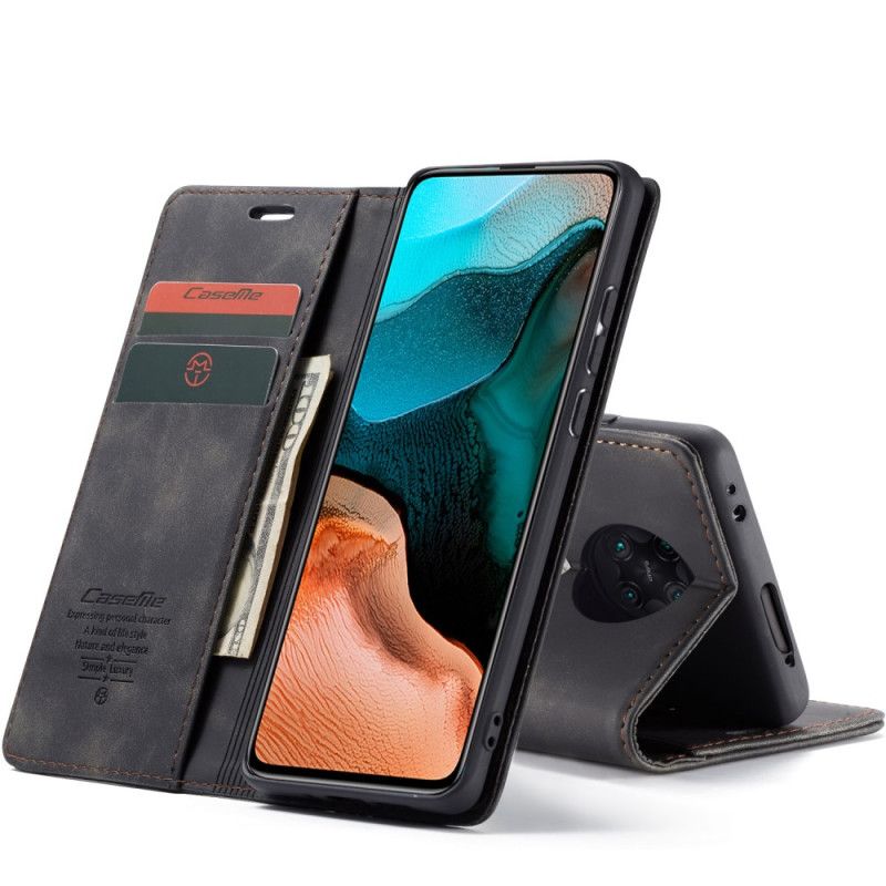 Flip Kotelot Xiaomi Poco F2 Pro Turkusowy Czarny Etui Z Imitacji Skóry Etui Ochronne