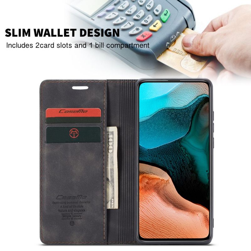 Flip Kotelot Xiaomi Poco F2 Pro Turkusowy Czarny Etui Z Imitacji Skóry Etui Ochronne