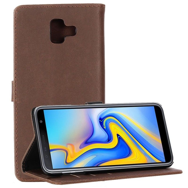 Etui Folio Samsung Galaxy J6 Plus Brązowy Skóra Ekologiczna W Stylu Vintage