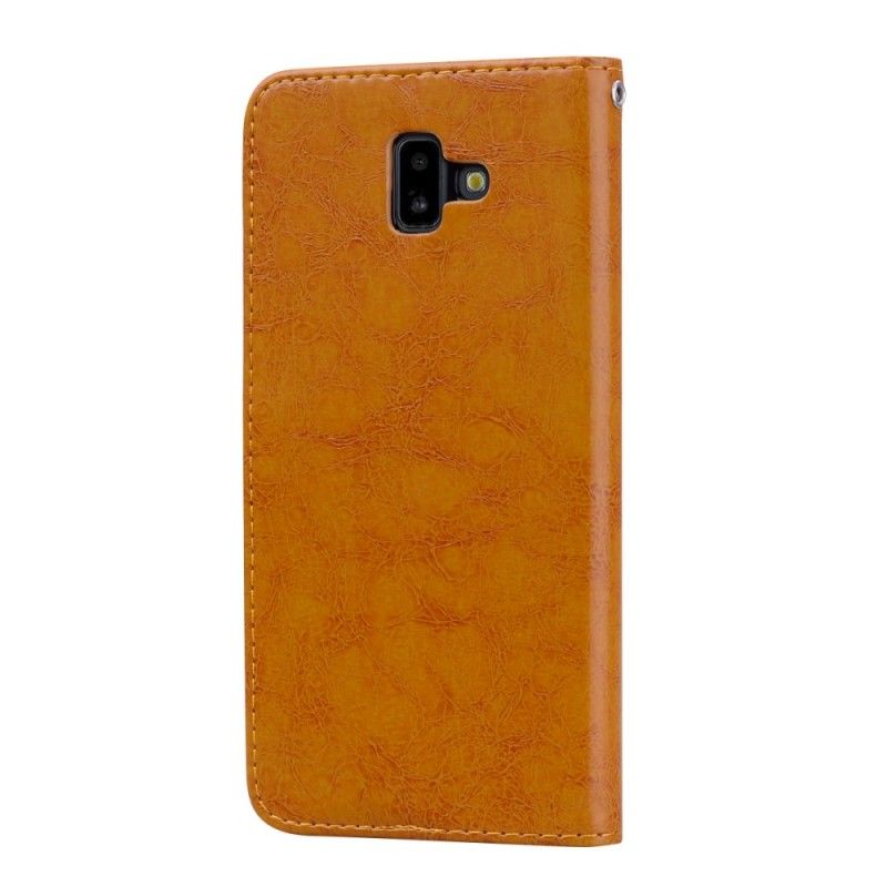 Etui Folio Samsung Galaxy J6 Plus Czerwony Czarny Efekt Skóry W Stylu Vintage Z Paskiem