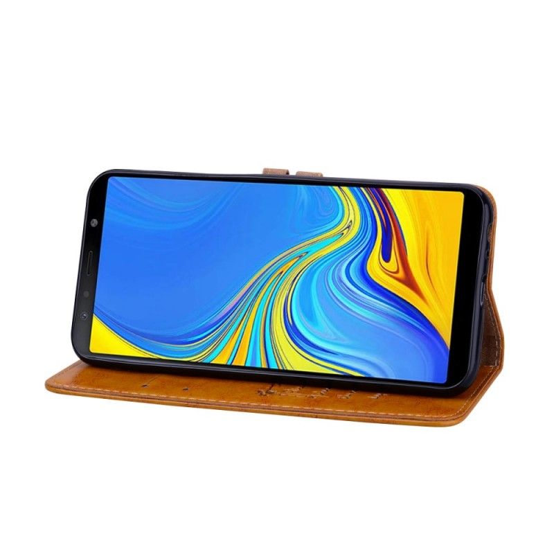 Etui Folio Samsung Galaxy J6 Plus Czerwony Czarny Efekt Skóry W Stylu Vintage Z Paskiem