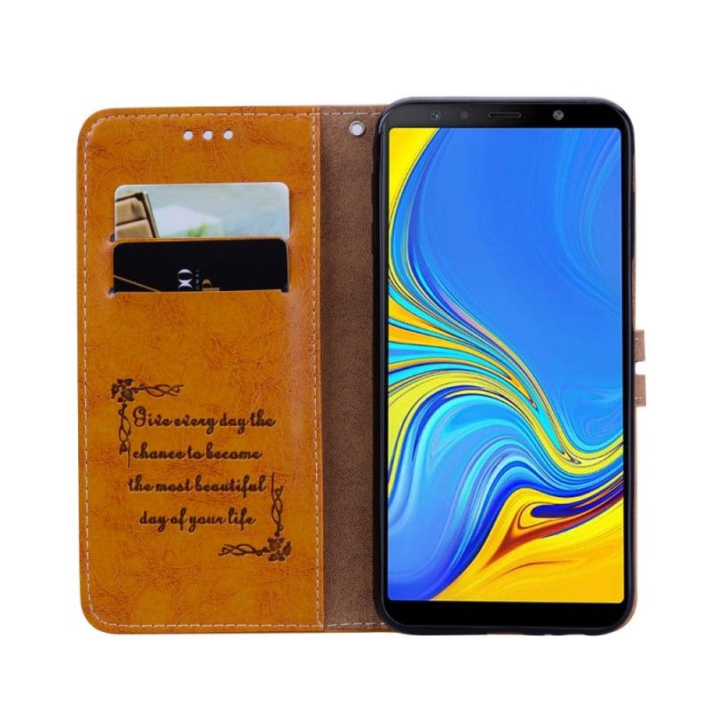 Etui Folio Samsung Galaxy J6 Plus Czerwony Czarny Efekt Skóry W Stylu Vintage Z Paskiem