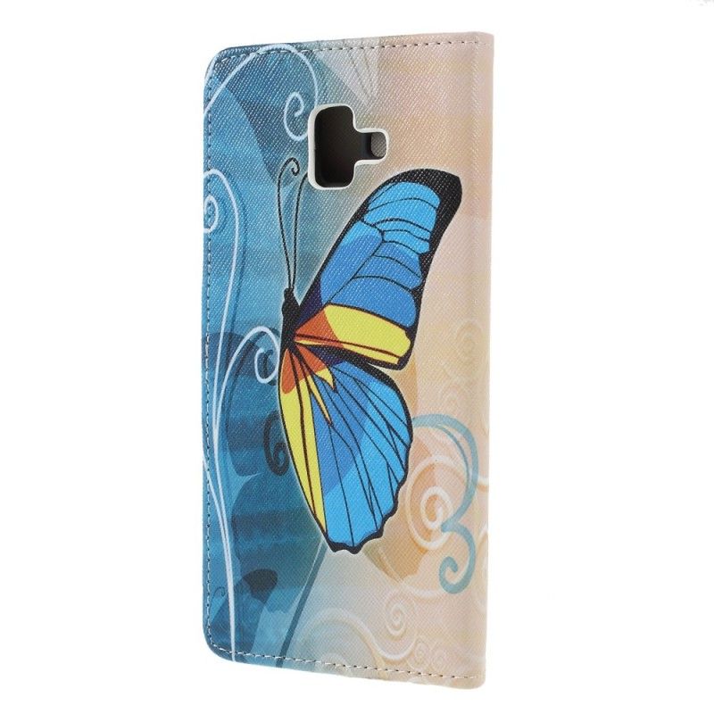 Etui Folio Samsung Galaxy J6 Plus Fioletowy Jasnoniebieski Motyle I Kwiaty