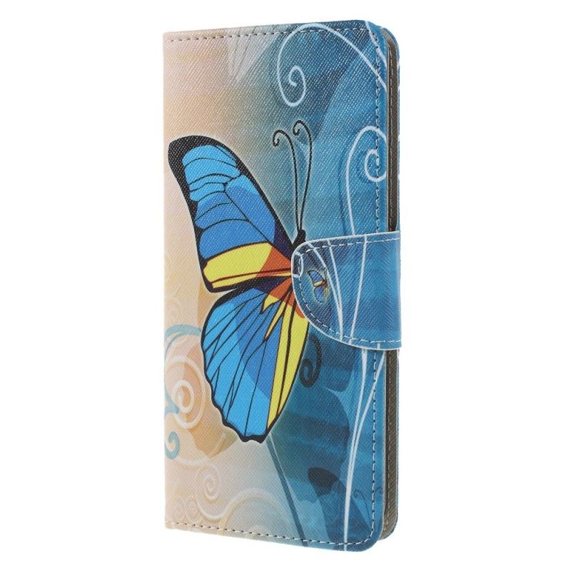 Etui Folio Samsung Galaxy J6 Plus Fioletowy Jasnoniebieski Motyle I Kwiaty