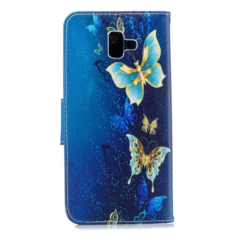 Etui Folio Samsung Galaxy J6 Plus Jasnoniebieski Różowy Motyle W Nocy