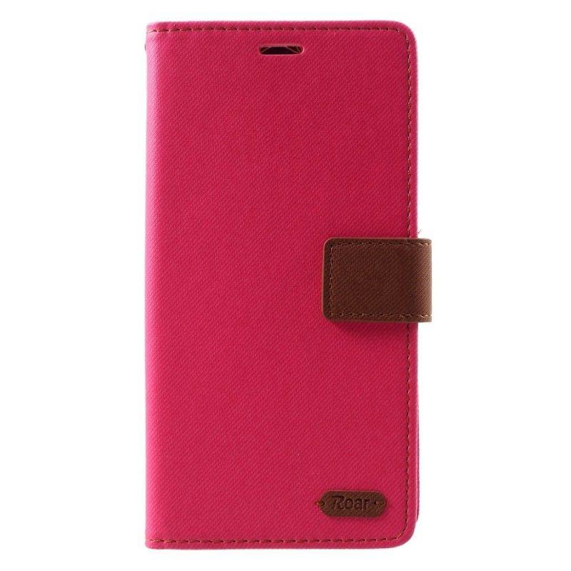 Etui Folio Samsung Galaxy J6 Plus Magenta Czarny Dwukolorowa Tkanina Rycząca