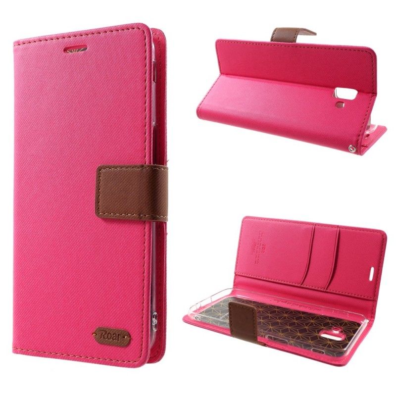 Etui Folio Samsung Galaxy J6 Plus Magenta Czarny Dwukolorowa Tkanina Rycząca