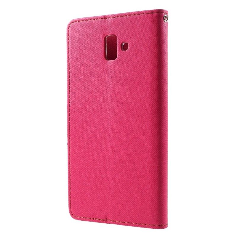 Etui Folio Samsung Galaxy J6 Plus Magenta Czarny Dwukolorowa Tkanina Rycząca