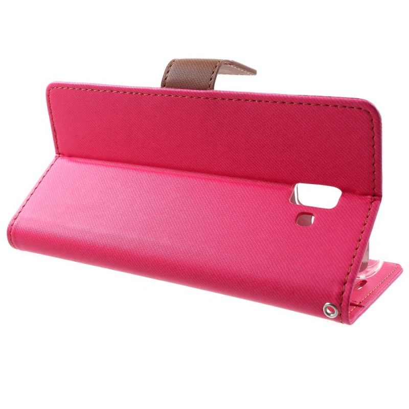 Etui Folio Samsung Galaxy J6 Plus Magenta Czarny Dwukolorowa Tkanina Rycząca