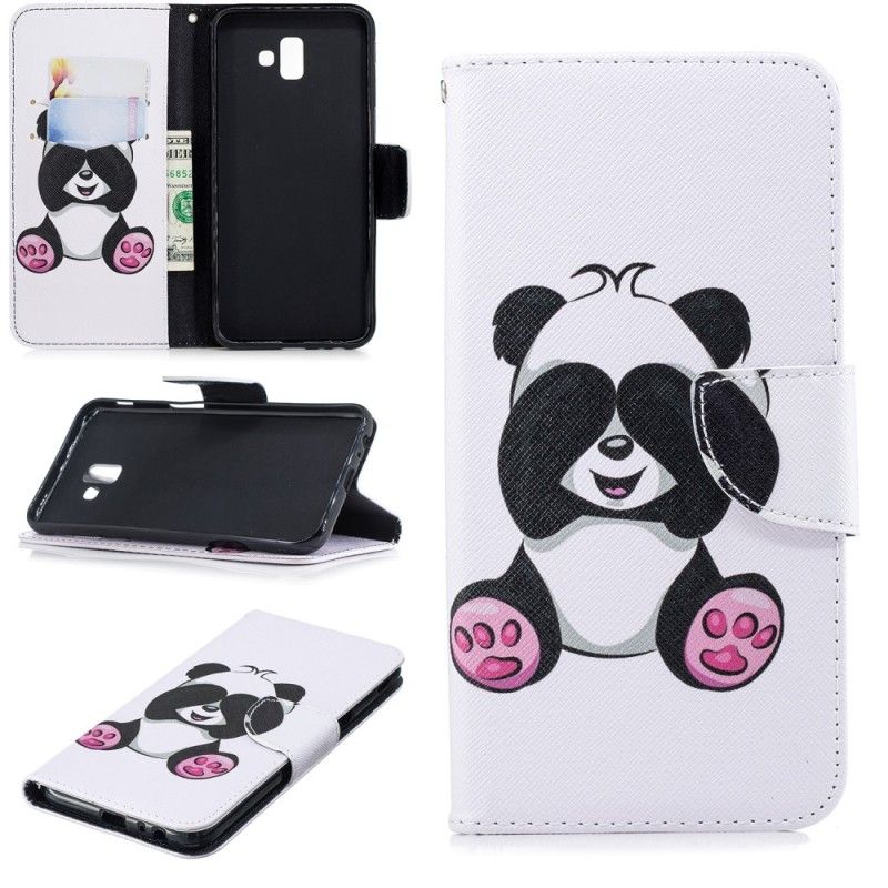 Etui Folio Samsung Galaxy J6 Plus Zabawna Panda Etui Ochronne