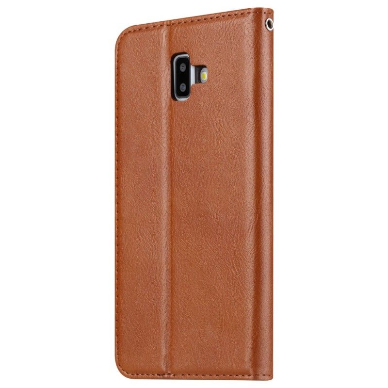 Flip Kotelot Samsung Galaxy J6 Plus Czerwony Czarny Etui Na Karty Ze Sztucznej Skóry