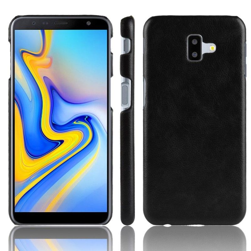 Futerały Samsung Galaxy J6 Plus Czarny Etui na Telefon Efekt Skóry Liczi