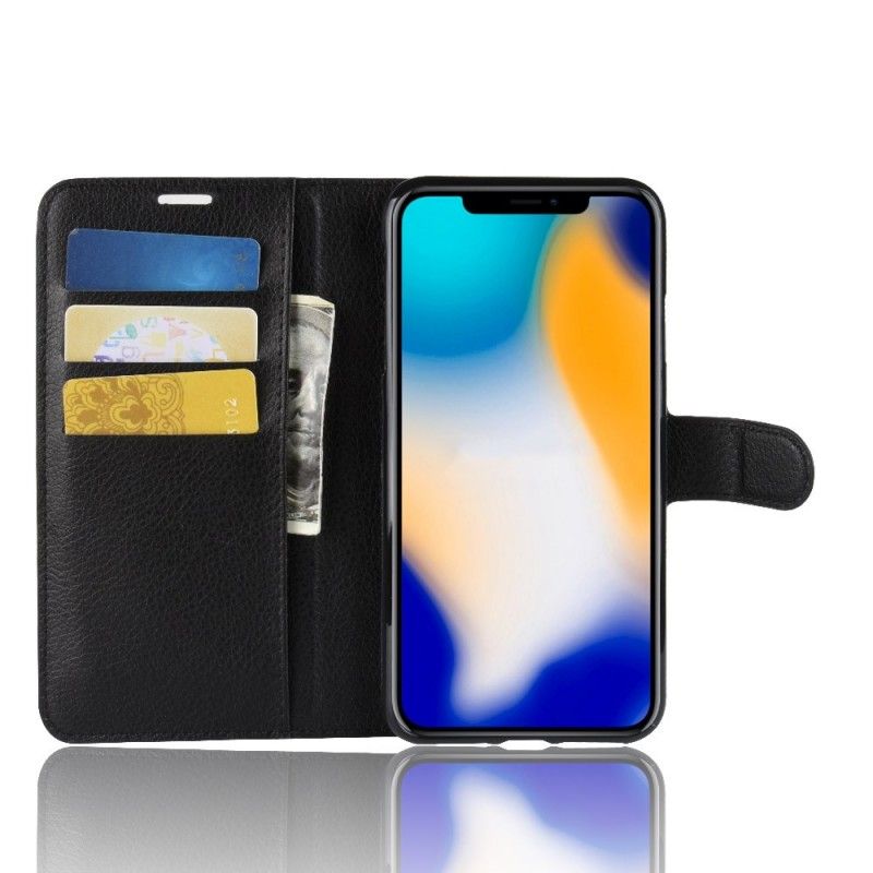 Etui Folio iPhone XS Max Biały Czarny Liczi Retro Etui Ochronne