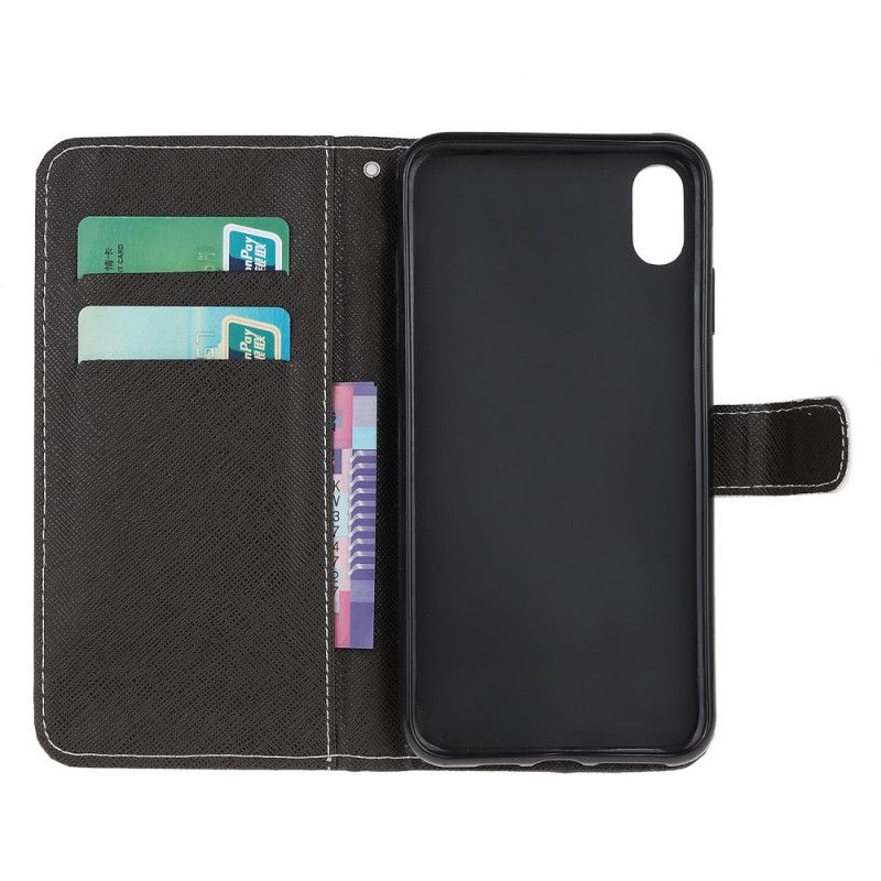 Etui Folio iPhone XS Max Czarne Oczy Kota Ze Stringami