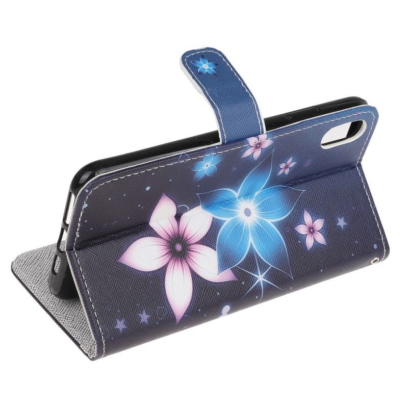 Etui Folio iPhone XS Max Księżycowe Kwiaty Ze Stringami Etui Ochronne