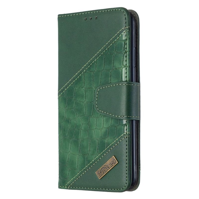 Etui Folio iPhone XS Max Szary Czarny Klasyczny Efekt Skóry Krokodyla Etui Ochronne