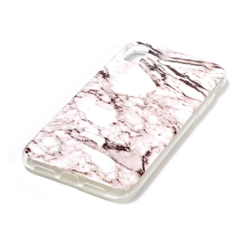 Etui iPhone XS Max Biały Czarny Efekt Marmurkowy