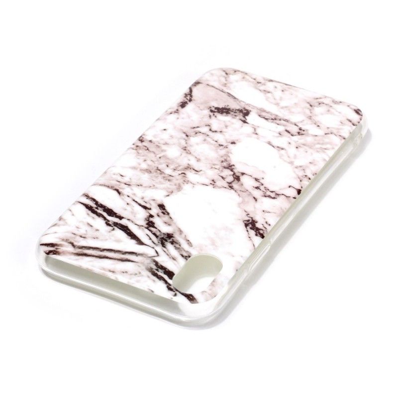 Etui iPhone XS Max Biały Czarny Efekt Marmurkowy