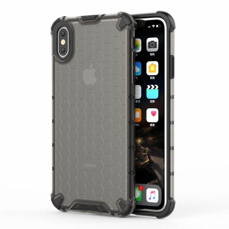 Etui iPhone XS Max Biały Czarny Wzór Plastra Miodu