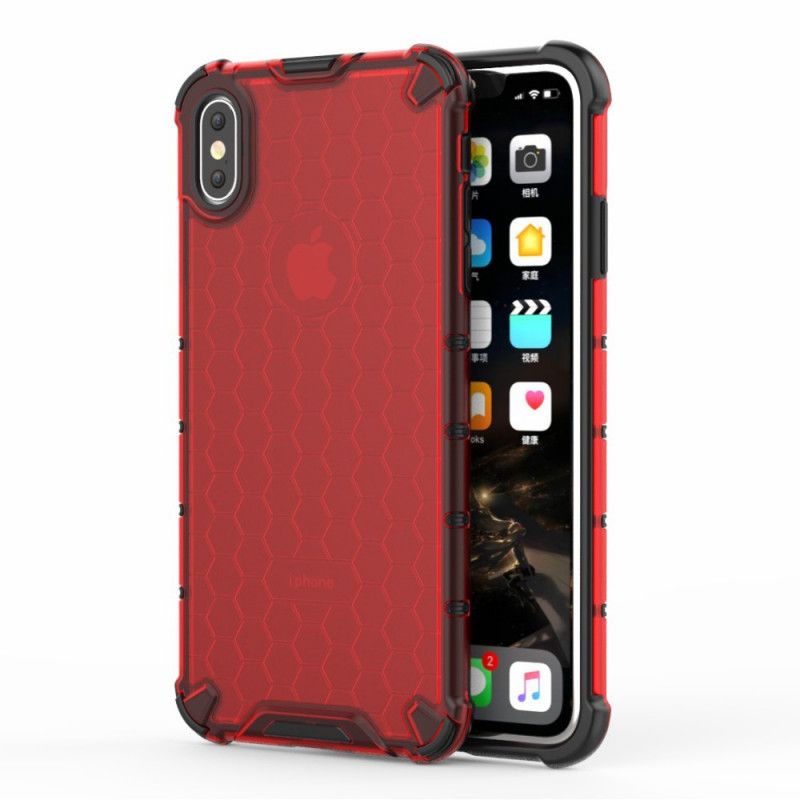 Etui iPhone XS Max Biały Czarny Wzór Plastra Miodu