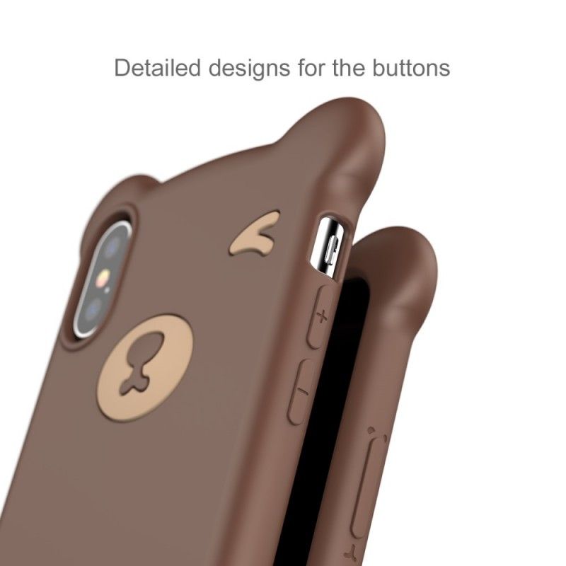 Etui iPhone XS Max Brązowy Różowy Mały Miś Baseus Etui Ochronne