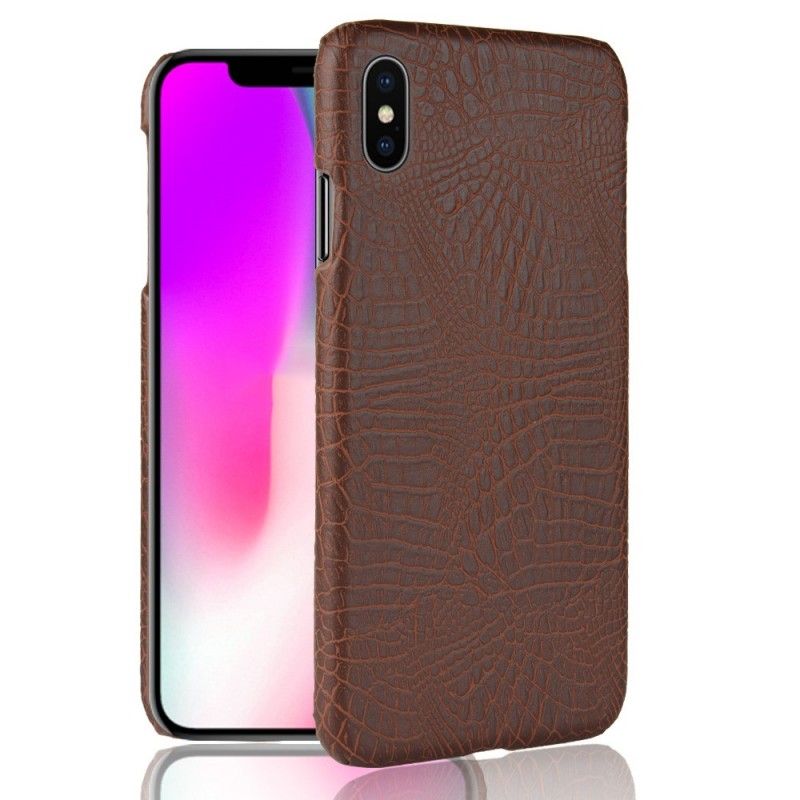 Etui iPhone XS Max Czarny Efekt Skóry Krokodyla Etui Ochronne