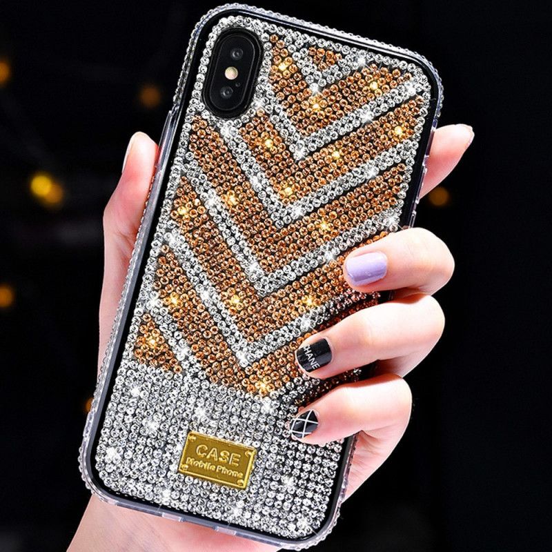 Etui iPhone XS Max Czerwony Czarny Diamenty