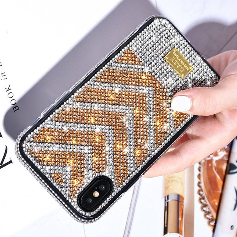 Etui iPhone XS Max Czerwony Czarny Diamenty