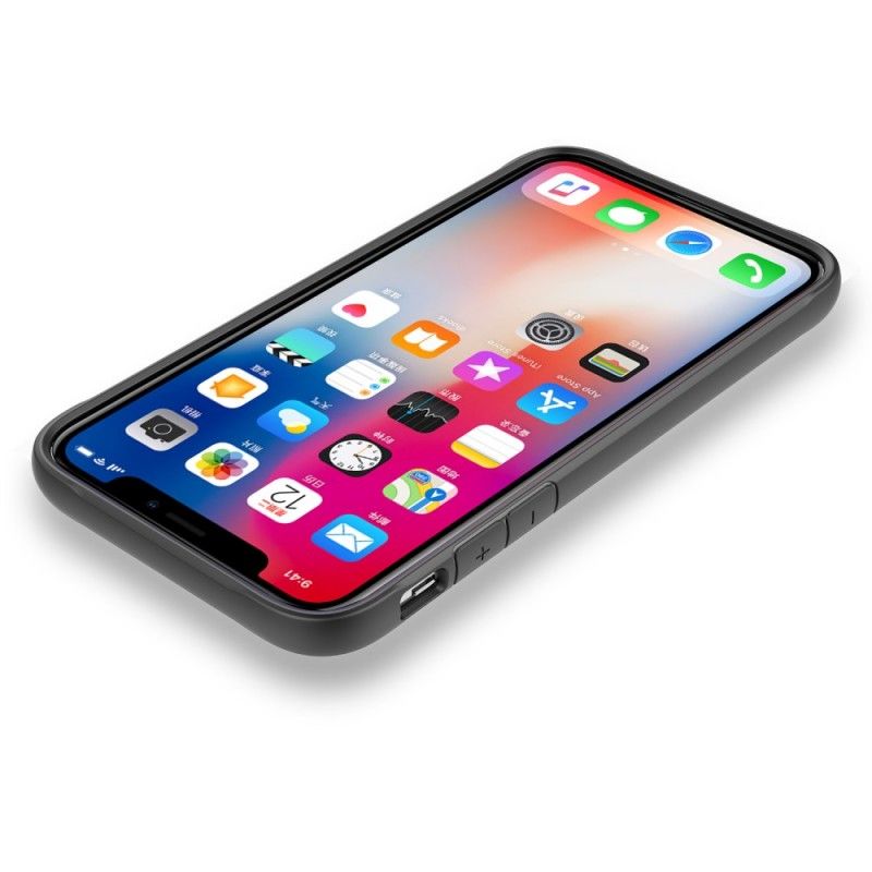 Etui iPhone XS Max Czerwony Czarny Hybryda Ze Ściętymi Krawędziami