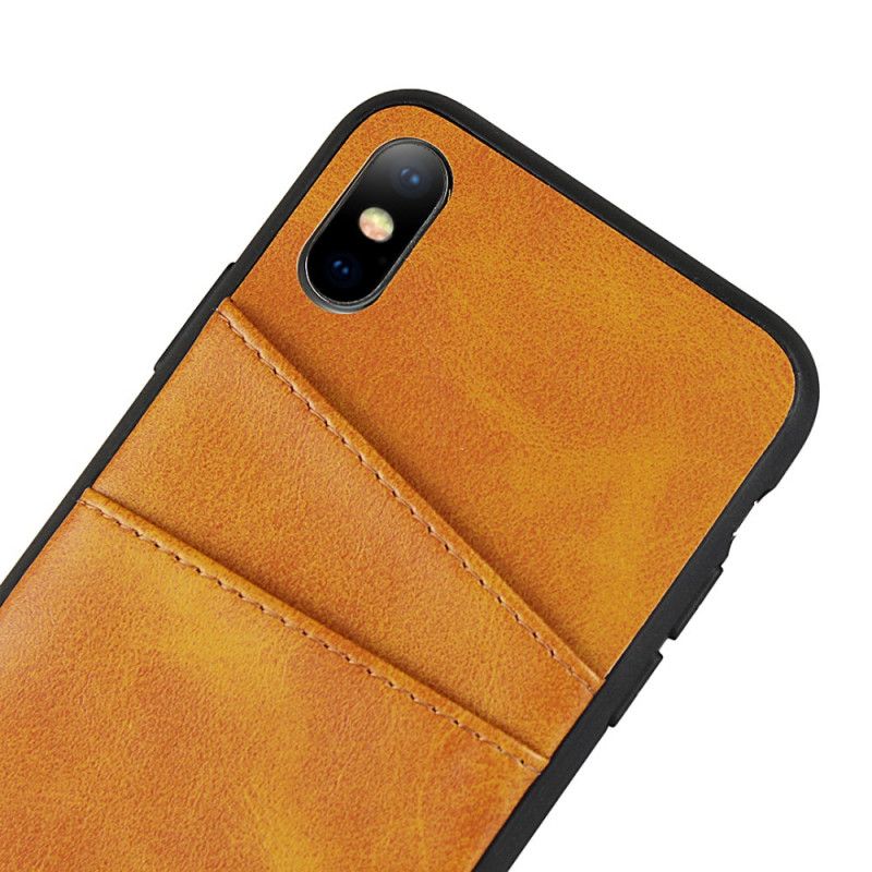 Etui iPhone XS Max Czerwony Czarny Monochromatyczny Podwójny Uchwyt Na Karty Etui Ochronne