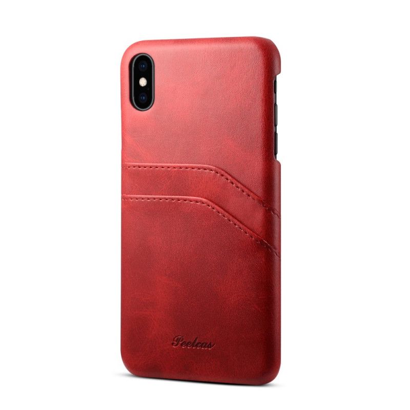 Etui iPhone XS Max Czerwony Czarny Etui Na Karty Peelcas