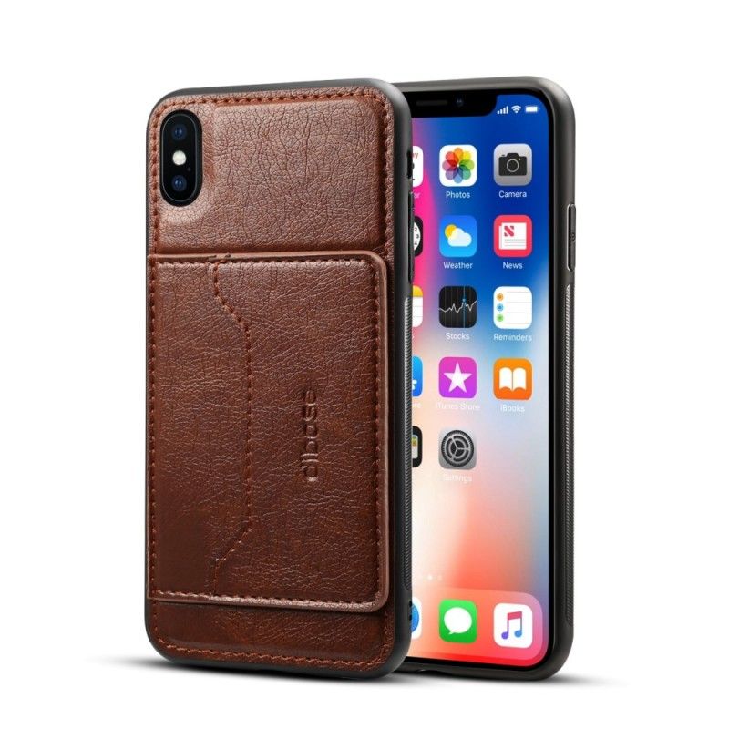 Etui iPhone XS Max Czerwony Czarny Etui Na Karty Z Imitacji Skóry