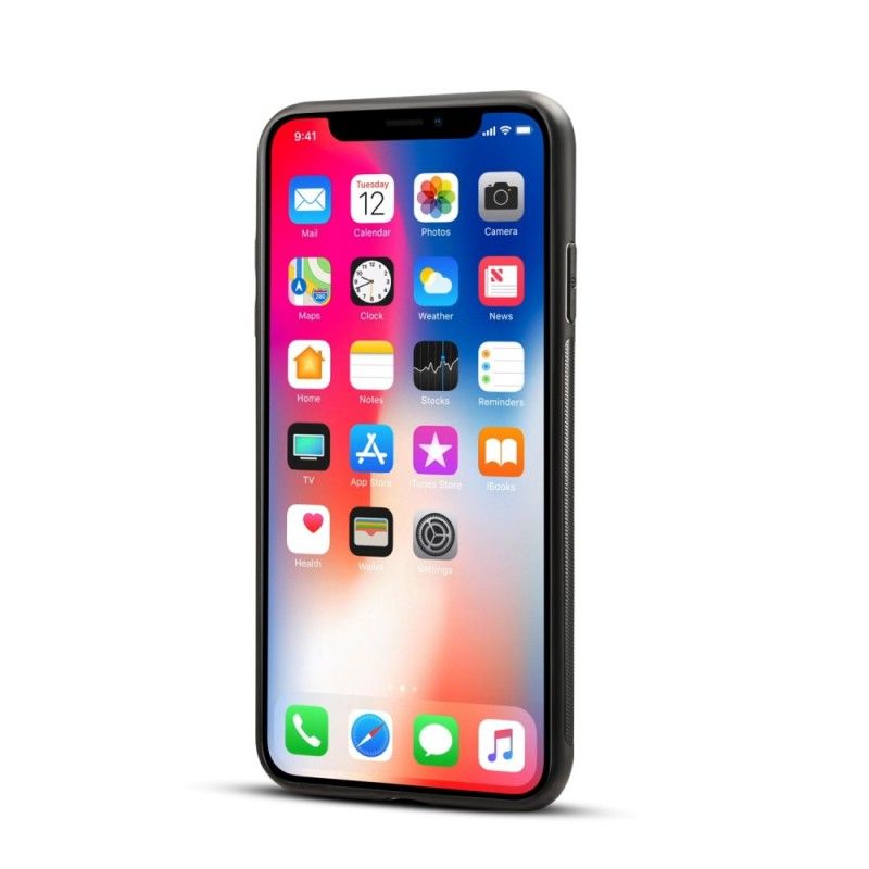 Etui iPhone XS Max Czerwony Czarny Etui Na Karty Z Imitacji Skóry