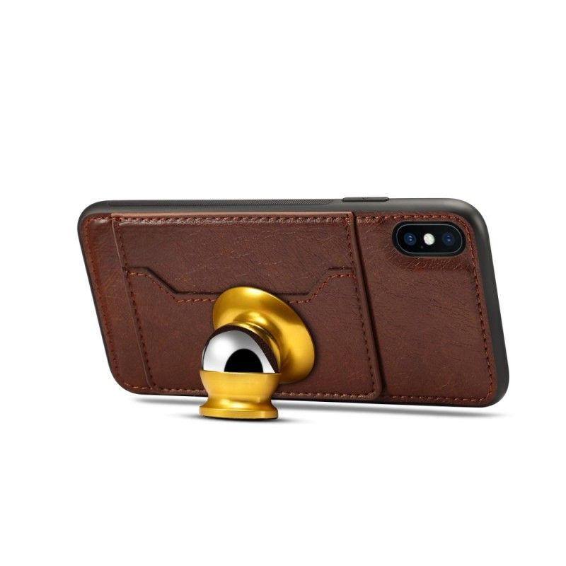 Etui iPhone XS Max Czerwony Czarny Etui Na Karty Z Imitacji Skóry