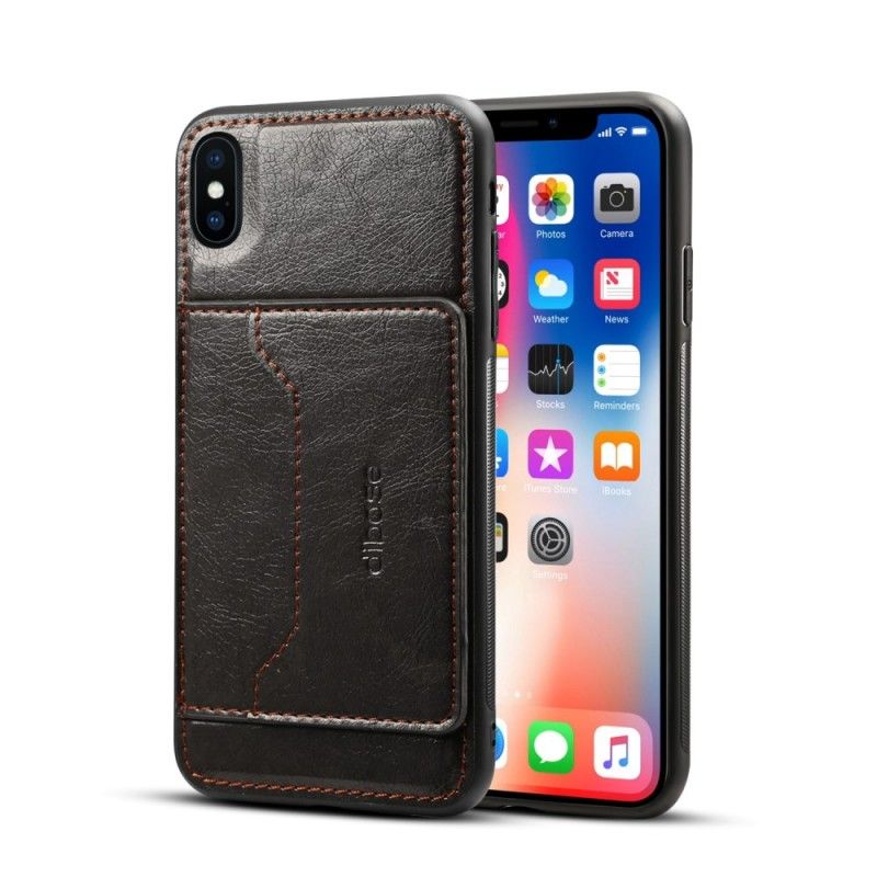 Etui iPhone XS Max Czerwony Czarny Etui Na Karty Z Imitacji Skóry