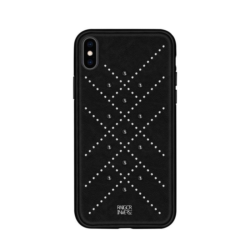 Etui iPhone XS Max Czerwony Czarny Nity Odwrócone Etui Ochronne