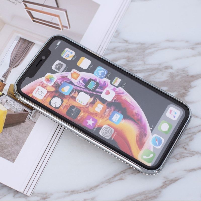 Etui iPhone XS Max Czerwony Czarny Pierścionek Z Cekinami I Diamentami Etui Ochronne