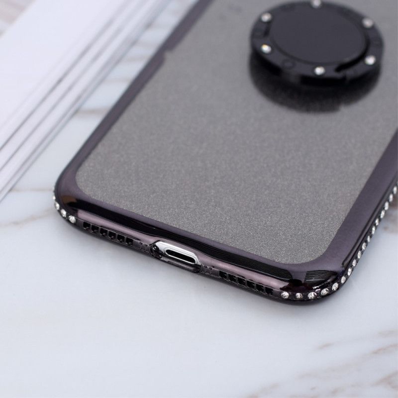 Etui iPhone XS Max Czerwony Czarny Pierścionek Z Cekinami I Diamentami Etui Ochronne