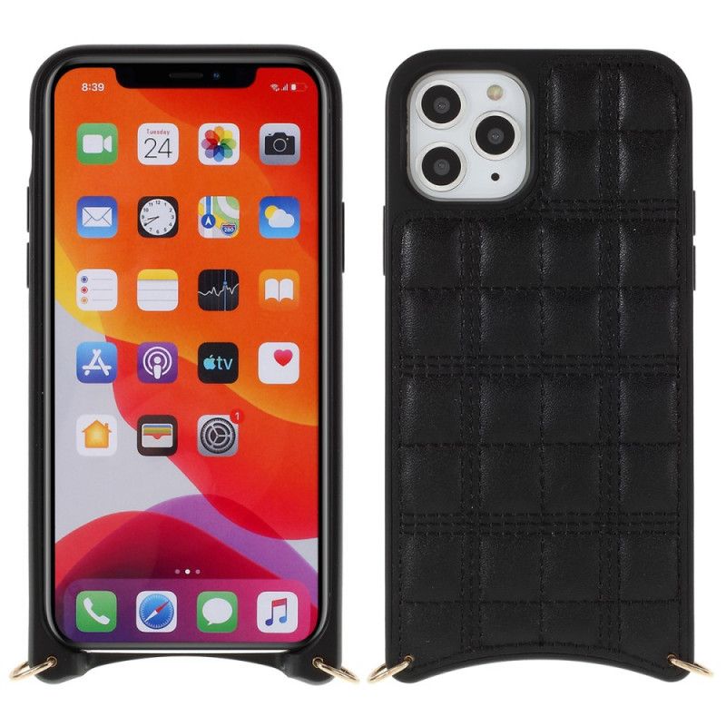 Etui iPhone XS Max Czerwony Czarny Pikowany Styl Łańcuszka Wielokrotnego Etui Ochronne