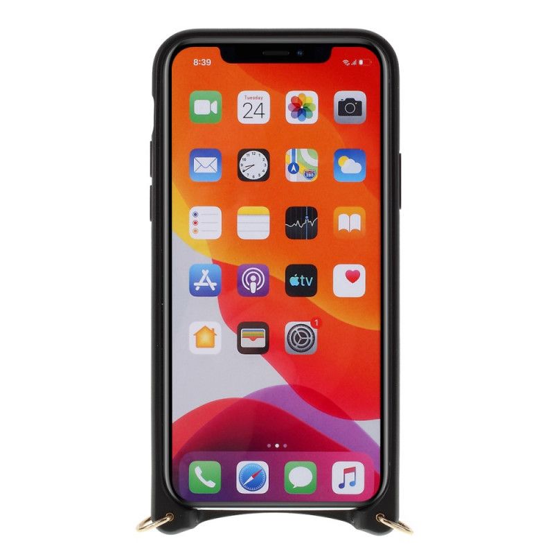 Etui iPhone XS Max Czerwony Czarny Pikowany Styl Łańcuszka Wielokrotnego Etui Ochronne