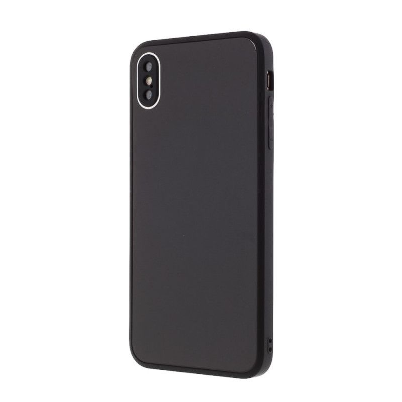 Etui iPhone XS Max Czerwony Czarny Szklany Tył I Silikonowe Krawędzie Etui Ochronne