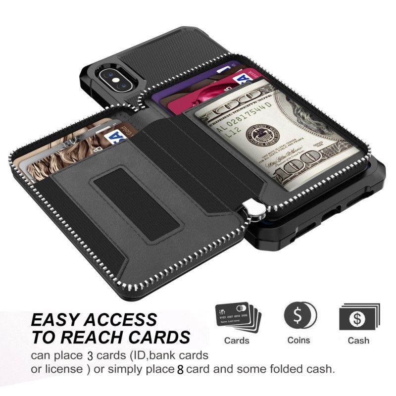 Etui iPhone XS Max Czerwony Czarny Wielofunkcyjne Portfolio Etui Ochronne